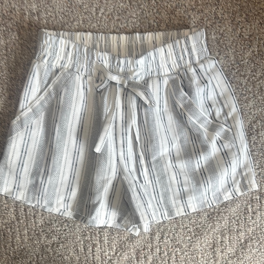 Sienna Sky High Waist Shorts - Black and White Stripes